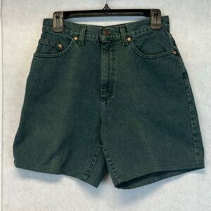 Vintage LEE Jean Shorts Women's Size 11 Dark Green Denim High Waisted Mom 90s